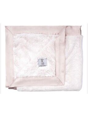 Little Giraffe Luxe Baby Blanket Light Pink Faux Fur Satin Trim 29x35 SO SOFT!